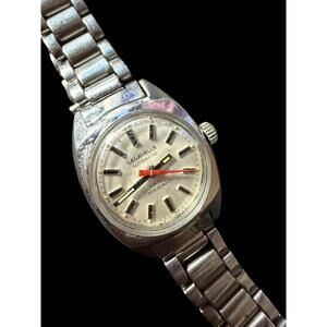 Vintage Caravelle Automatic Women's Wristwatch Silver Tone Bracelet Water